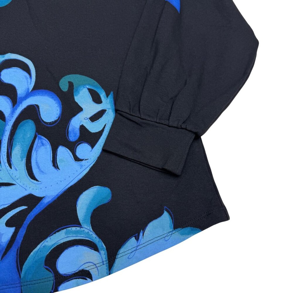 Chico's Women's LS Blouse Top Black & Blue Floral, Size 2 (US L) - Picture 4 of 8